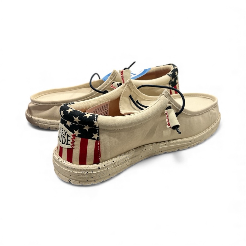 New Hey Dude Wally Americana Stars and Stripes Slip On Shoes